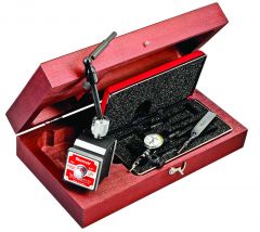 STARRETT 657MBZ Magnetic Base and Post Assembly with 711MFSZ Indicator, PT07101F Body Clamp and Wood Case (657MBZ)