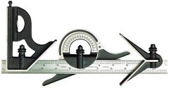 STARRETT 9-12-16R 12" Combination Set with Square, Center and Non-reversible Protractor Head and Blade (9-12-16R)
