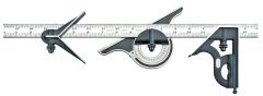 STARRETT 9-18-4R 18" Combination Set with Square, Center and Non-reversible Protractor Head and Blade (9-18-4R)